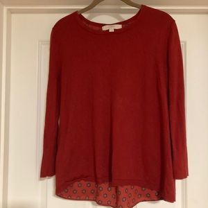 Ann Taylor Loft  sweater with flowy flowered silk blend back size S